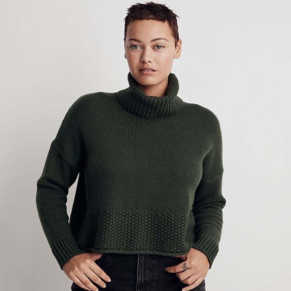 Madewell Women's Sadler Turtleneck Sweater Deep Forest Size Small